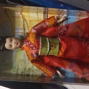 Elegant Red and Green Kimono Doll